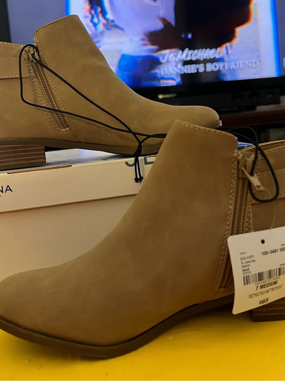 Ladies St. John's Bay Taupe Ankle Booties with Side Zip
